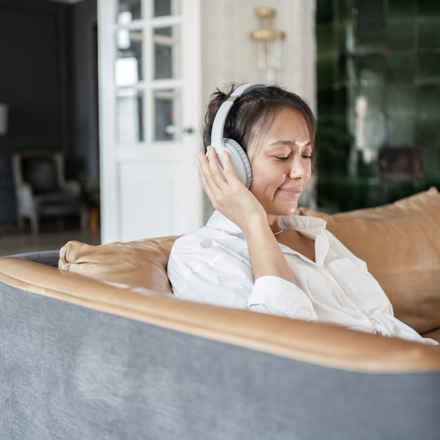 Woman using headphones