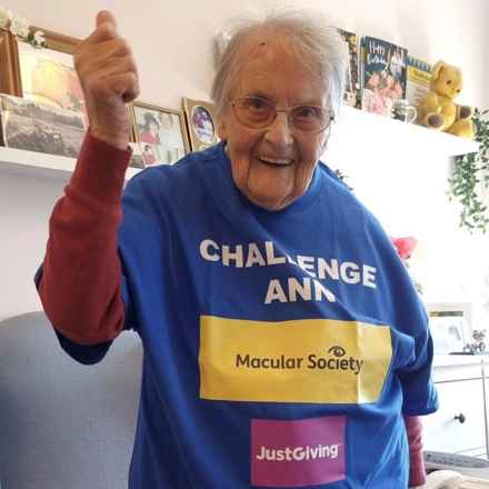 Ann in Challenge t-shirt looking victorious