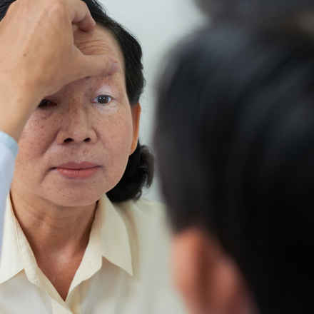Eye exam patient