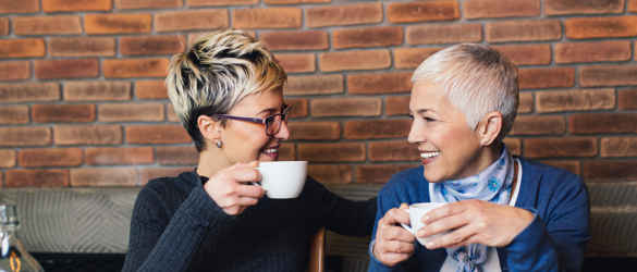 Friends drinking coffee together