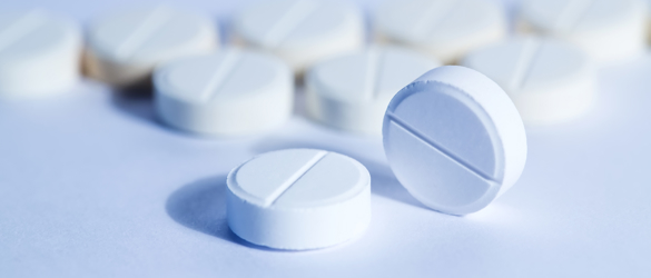 Closeup of white pills