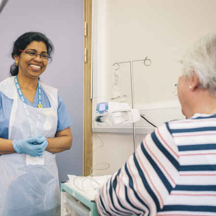 smiling nurse and patient