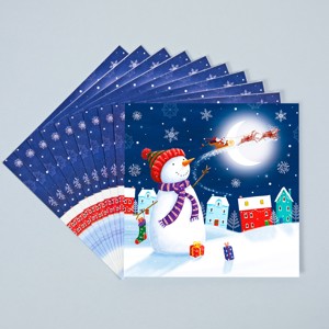 Christmas Eve Snowman ten cards fanned
